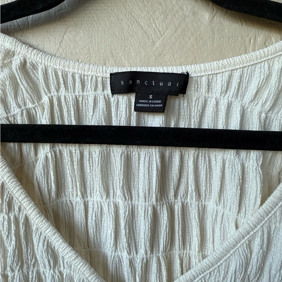 Sanctuary Cream V-Neck Smocked Blouse - Picture 3 of 3